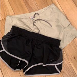 2 pair of shorts. Tan and black